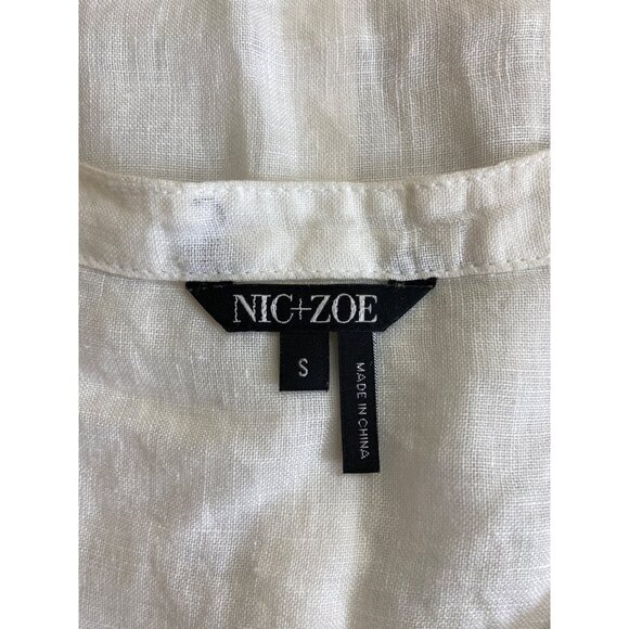 Nic + Zoe White Linen Blouse Women’s S Sheer Lightweight Tunic Top Minimalist - Picture 4 of 9